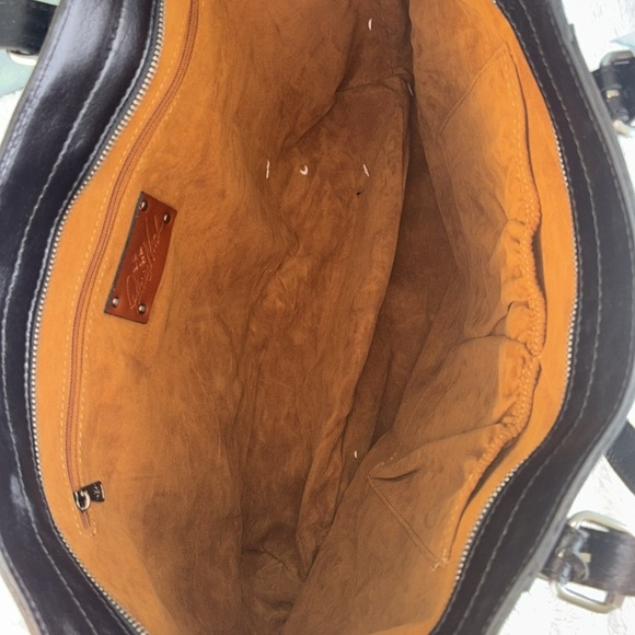 EUC Patricia Nash Black Leather Tote with Glossy Finish Laptop Shoulder Large Sz - Picture 5 of 6